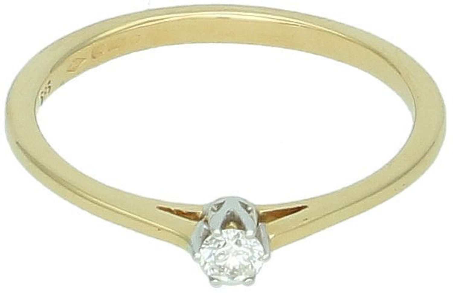 Złoty pierścionek Z Diamentem biżuteria zaręczynowa 585 DIAMENT rozmiar 14 0660027060. Subtelny pierścionek wykonany z żółtego 14 karatowego złota z 1 Diamentem. 1.jpg